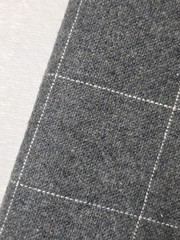 Vtg BRITEX Fabric Wool? Gray White Windowpane 2 Yards 58″ Wide