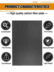 Kalolary Carbon Fiber Sheet 250 X 100 X 3 MM, 3K Real 100-250-3mm, Black