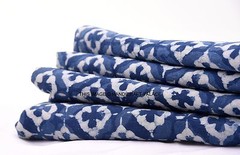 5 yards Indigo Dye voile cotton fabric hand block print geometric design fabric