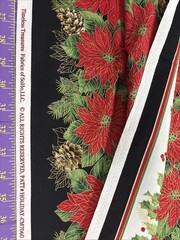 Christmas Poinsettia Border Fabric By Yard Cotton Timeless Treasures CM7060