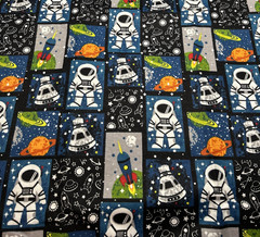 JoAnn Snuggle Flannel Fabric 2 Yards Astronaut Planets Spaceship NEW
