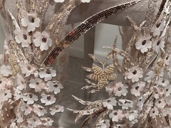 blush pink 3D flower Embroidery Pearl Beaded Lace Fabric 50” Width 1 Yard