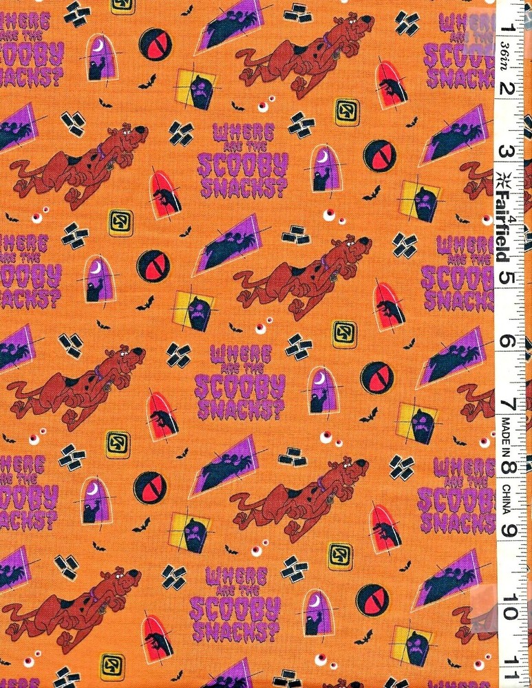 Orange Halloween Scooby Doo Snacks by Camelot Fabrics bty