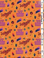 Orange Halloween Scooby Doo Snacks by Camelot Fabrics bty