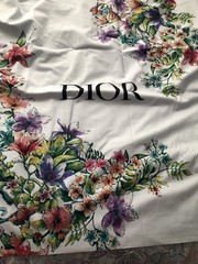 DIOR Art Flower Fabric Designs White On Multi Color Polyester Material 56”36”