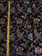 Luxurious Black Metallic Gold Chinese Brocade Asian Satin Floral 46″ by 3.75 Yds