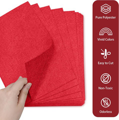 20PCS Red Felt Fabric Sheets – 8″X 12″ Single Color for Crafts, Sewing, Patchwor