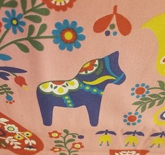 Pink Holland Oxford Cloth, Lg. 74″x46″ Trefle Kokka,Matryoshka, Russian, Japan