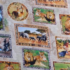 Patchwork Quilting Sewing Fabric Serengeti Plains Animals Panel 78x110cm