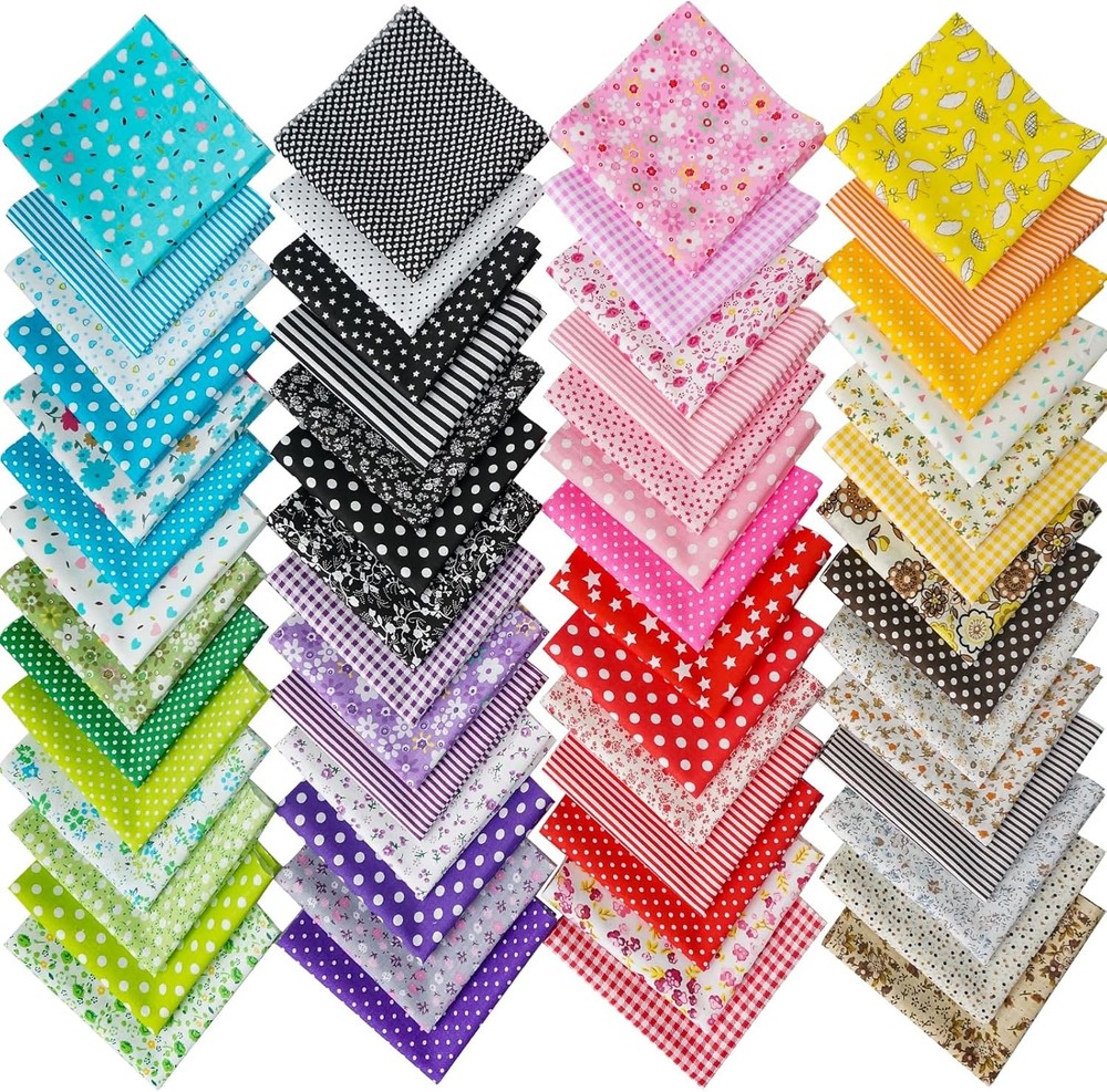 Misscrafts 56pcs Quilting Fabric 100 Cotton Craft Fabric Bundle 10×10 Inches …
