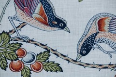 SCHUMACHER CURTAIN FABRIC DESIGN Campagne PERSIMMON & PINK 6.4 METRE LINEN BLEND