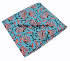 Indian 10 Yard Cotton Handcrafted Hand Block Floral Print Multicolor Fabric