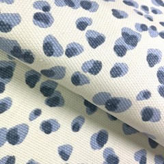 BALLARD DESIGNS MIRA BLUE ANIMAL LEOPARD DESIGN BASKETWEAVE FABRIC BY THE YARD