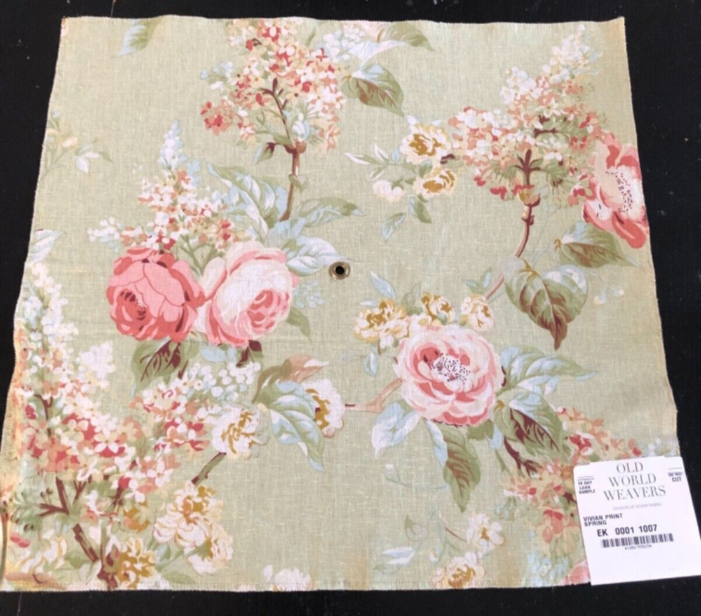 OLD WORLD WEAVERS Vivian Print in Spring 16 1/2 x 18″ Fabric Sample