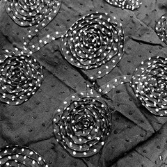 Unique 3D Black Fabric With Circular Polka Dots Pinwheels Lot of 1 Yard &16″ $10