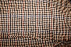 100% wool Hounds tooth burgundy, brown, lilac & black Fabric 58″ x 8yds – uncut