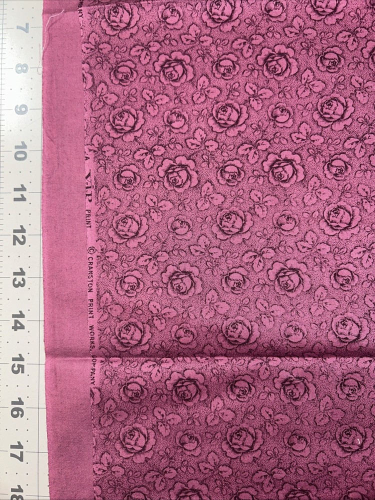 Plum / Maroon W/ Flowers Cranston VIP Cotton Fabric 1/2 Yard 18 By 44” New