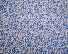 Quilt Fabric By The Half-Yard Small Blue Floral Tiny Butterflies on White Cotton