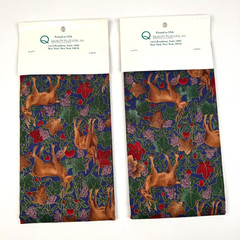 NOS Vtg Deer Leaves Forest Fawn Grapes Fabric Hoffman California 2 pc 18″ x 45″