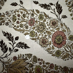 Raoul KASHMIR — DRIFTWOOD 100% Linen Print Fabric LOT of 4 LARGE REMNANTS