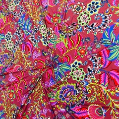 Tropical Flowers Guava background Print Nylon Spandex Fabric 4 Way Stretch