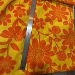 Vtg 60s 70s Neon Orange yellow NOS Terry Flower Power Material 102” X 44”