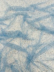 Light Blue Beaded Sequin with pearls Yard, Glitter Mesh, Prom Dress Fabric