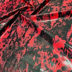 4 Way Stretch Fabric Red Snake Animal Print Spandex By Yard for Swimwear