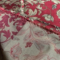 Vintage Tapestry Jacquard Fabric Floral Red Gold 110 Inch Double Wide 2.5 Yds