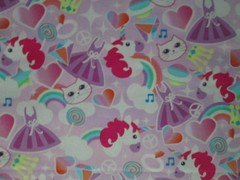 UNICORN RAINBOW CATS HEARTS STARS UNICORNS MUSIC PEACE SYMBOLS COTTON FABRIC FQ
