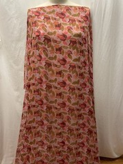100% Silk Chiffon Autumn Fall Leaf Red Brown Orange Green Fabric By The Yard 56″