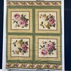 Cranston Print Works Cotton Quilt Fabric Panel Bold Florals Border 35″ X 44″