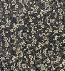 Jo-ann Black Beige Filigree Floral Fabric Cotton Quilting Cottagecore 2.8 yd