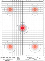 MRAD 100 Yard Zero Target Calibrated for .1 Mil Adjustment per Click. 100 Yard S