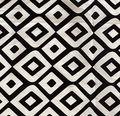 Geometric Diamond Print Black and White Poly Print Fabric