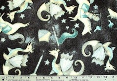 BTY*HOLIDAY*KNIGHTS/UNICORNS*FLYING DRAGONS ON NAVY FLEECE FABRIC 1 YD 60X36″