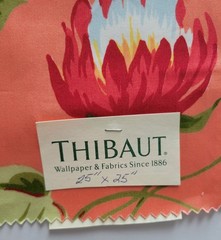THIBAUT Orange SWEET LIFE FISH BOWL Pattern 25″ Square Cotton Sateen Fabric