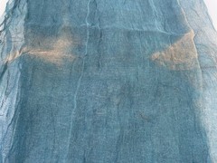 Antique Japanese Hand Spun Fine Hemp Kaya Mosquito Net Turquoise Seamless 70″
