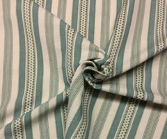 BALLARD DESIGNS WINDSOR BLUE TEAL MOSS GREEN WOVEN STRIPE FABRIC 1.75 YARD 54″W