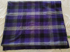 100% wool fabric 2+ yards purple black grey PLAID wide material estate very soft