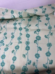 Westminster Fibers “Flower Vine”. Beautiful Aqua Cotton Fabric, Medium Weight