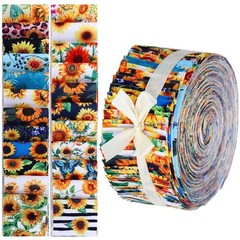 Kingdder 70 Pcs Sunflower Jelly Fabric Quilting Strips, As the Picture Shown