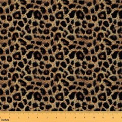Brown Leopard Print 2D Simulated Faux Fur Upholstery Fabric Black Brown 1 Yard