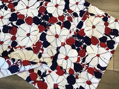1970s Klopman Mills 44” wide Red, White And Blue Large Floral Fabric, 1 7/8 yd.