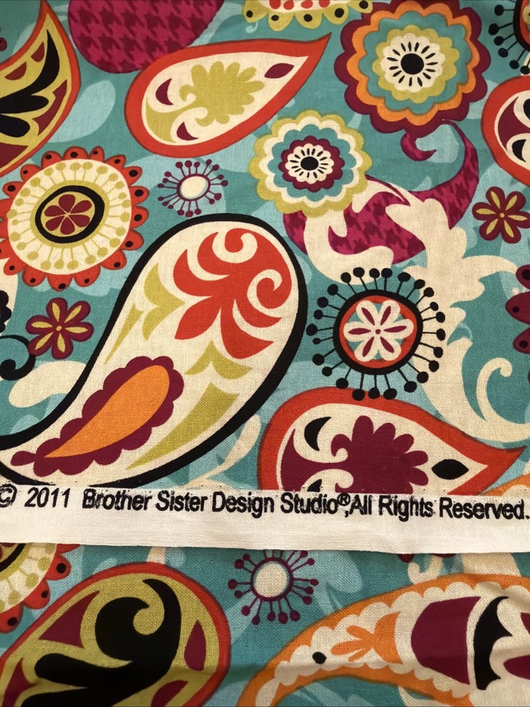 BROTHER SISTER DESIGN STUDIO – PAISLEY & FLORAL ON Turquoise 2011 30”x42” Mod
