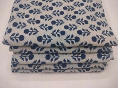 Indigo Cotton hand block print Fabric by the yard dress fabric ,floral print