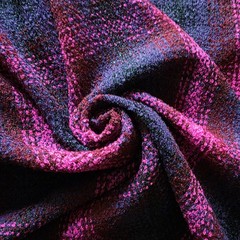 Plaid in Hot Pink/ Burgundy/Indigo Soft Boucle Suiting w/ Black Metallic – Italy