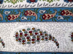 Fabric Red Rooster “Floral Blues” Flowers of Red Coral Blue on Blue $3.75