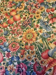 Concord Fabric The Kesslers HTF Fruit & Flowers VTG Cotton Fabric 2.75 Yrds X 46