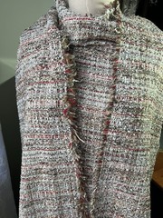 Mendel Goldberg Wool Blend Tweed Boucle, 2yds X 60″,Brown, Tan, Off White, Red